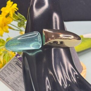 Blue and Gold Geometric Hinged Bracelet